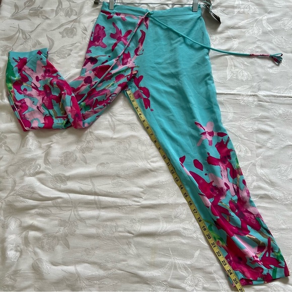 Natori Womens Pants Small Blue Pink Floral Preppy Tapered Silhouette Casual Chic - Picture 14 of 16